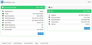 La jolie interface de Syncthing